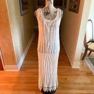 NWT Vintage Alexander Brown Women's Ivory Sheer Midi Slip Dress